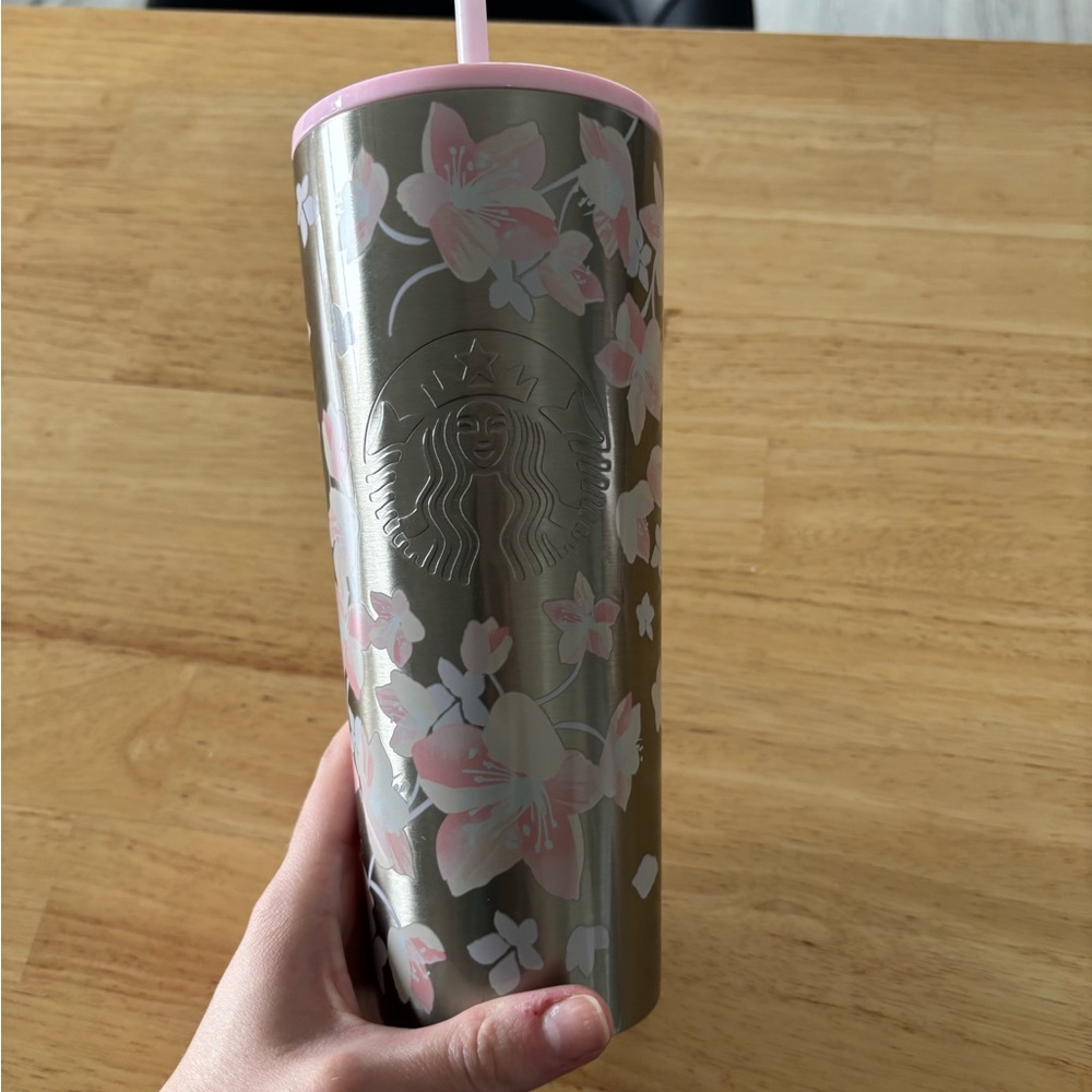 Starbucks Floral Tumbler with Straw